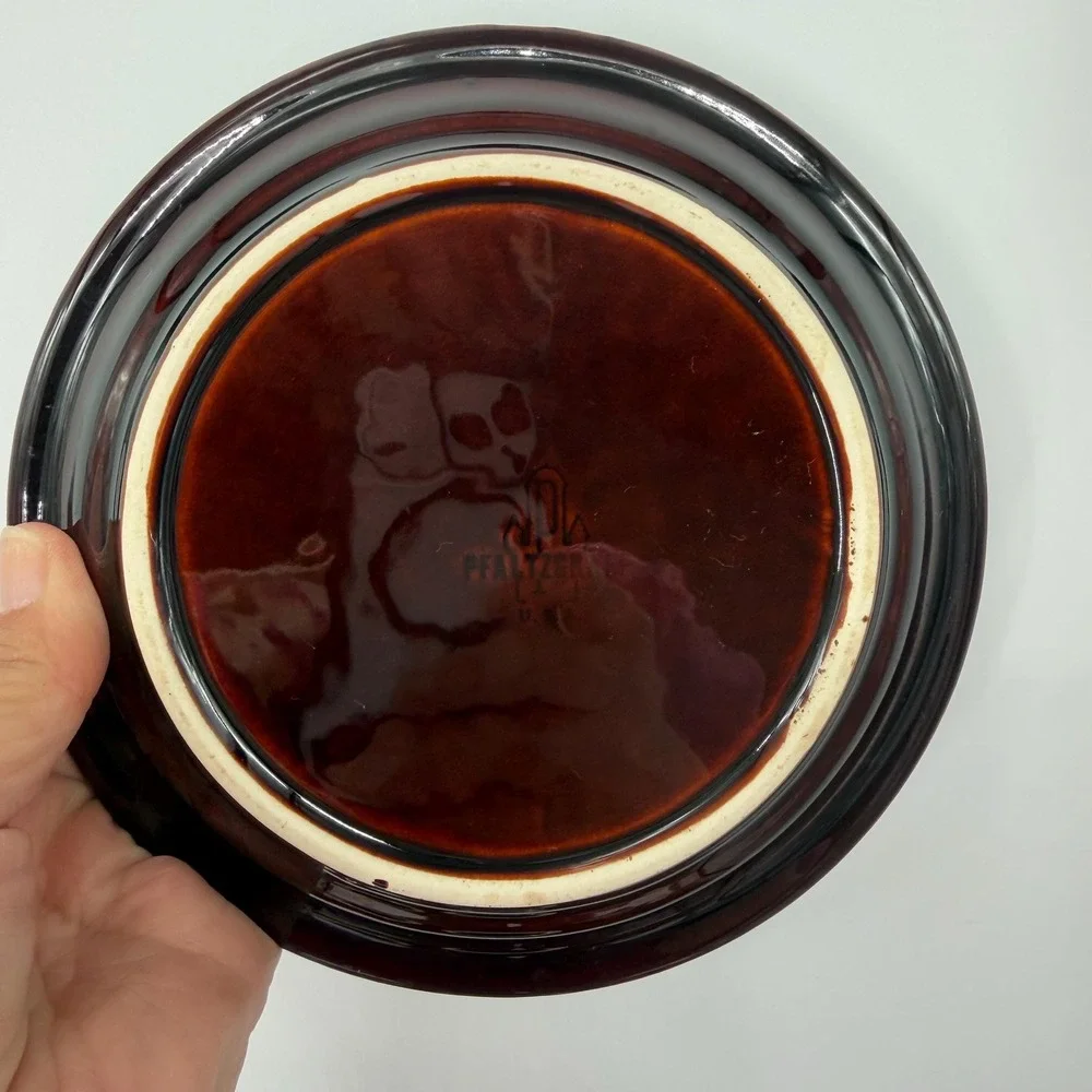 Pfaltzgraff 1970s Stoneware Drip Glaze Salad Lunch Plates Brown Set of 6 7.25
